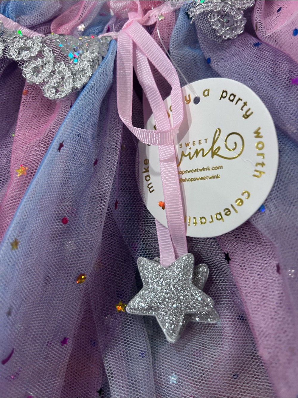 Unicorn Pastel Tulle Costume Set with Headband & Wand - Pink Purple Blue - Picture 4 of 8